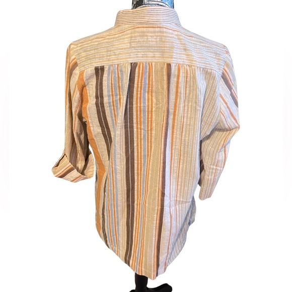 Vintage Teddi of California Linen Blend Striped Tunic Blouse – Size M (Fits 14) - Picture 3 of 8